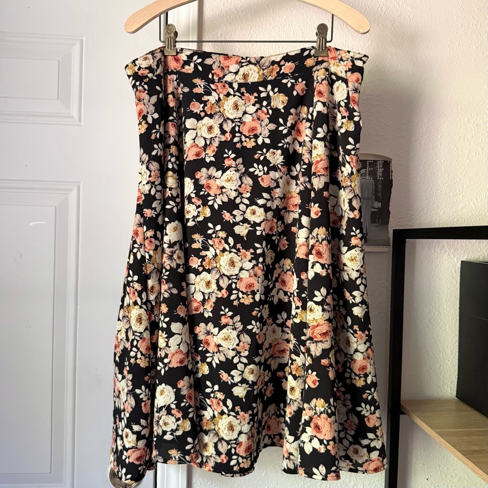 ROCK STEADY black multicolor mod pinup retro full a-line mini skirt